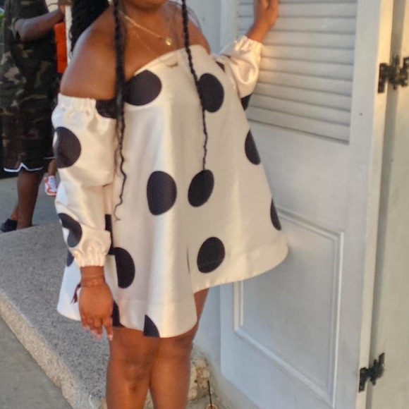 Nasty Gal Black and White Off-Shoulder Midi Sundress - Picture 2 of 2